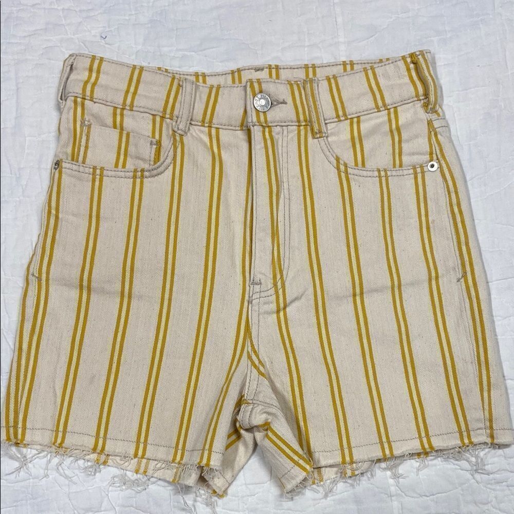 Pilcro Striped Yellow and Cream Denim Shorts size 26